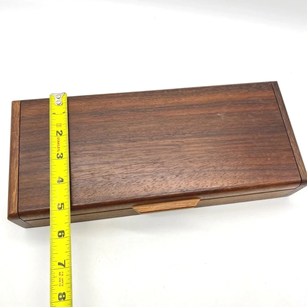 Vintage Handcrafted Wood Valet Box Felt Lined 4 Compartment Jewelry Watch Case